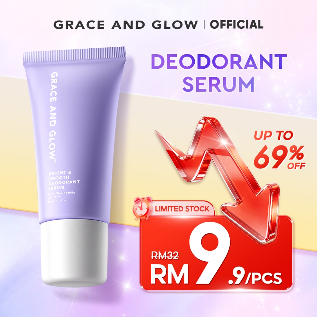 Grace and Glow Deodorant Roll On Serum Brightening Smelly No More Skin Natural Daily Armpit/Ketiak 50ml Pemutih Ketiak