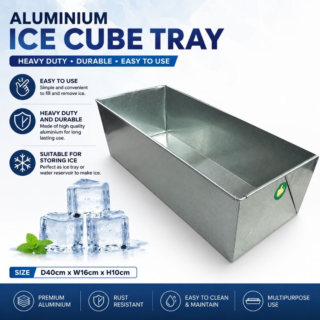 Aluminium Ice Cube Tray 5L / Ice Maker / Tray Rack / Pembeku Ais / Takung Beku Ais / Bekas Simpan Ais