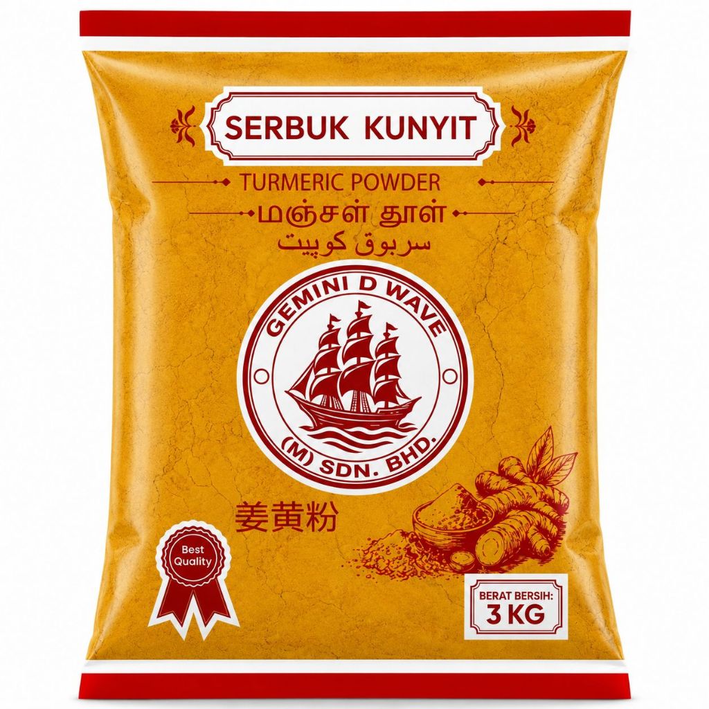 GEMINI TURMERIC POWDER 3Kg/Serbuk Kunyit Gemini 3Kg/Gemini Manjal Thul 3Kg/Regular/Best Quality