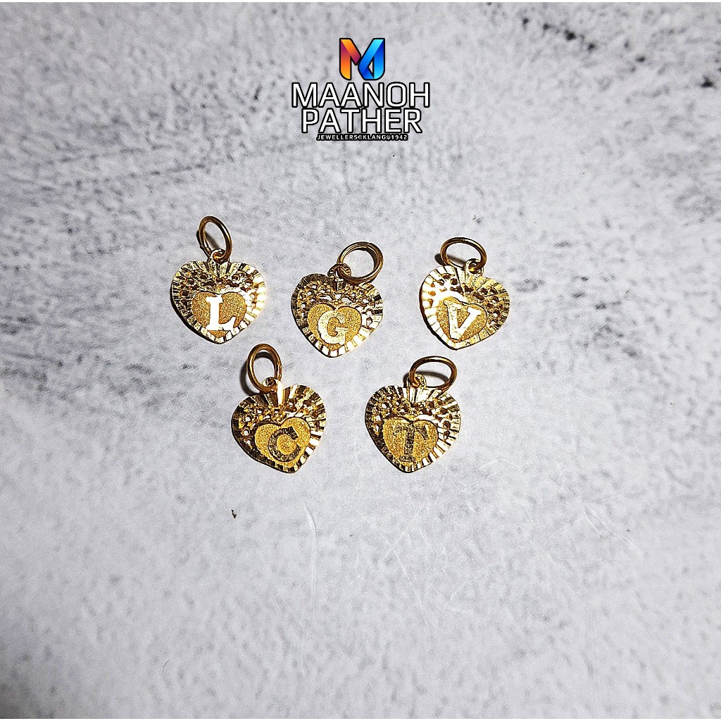 0.68GM-916 ALPHABET HEART PENDANT-916 PENDANT-916 INDIAN ALPHABET HEART PENDANT-916 GOLD ALPHABET HEART PENDANT LOKET-91