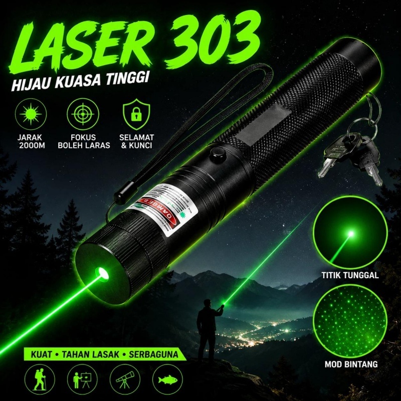[COD]Green laser pointer, 532nm, 2000m, for repelling animals, long-range laser pointer, laser flashlight, rechargeable