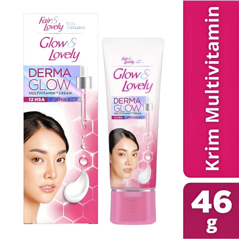 FAIR & LOVELY GLOW & LOVELY Derma Glow Multivitamin Cream Wajah +40% Lebih Cerah Glowing 46g