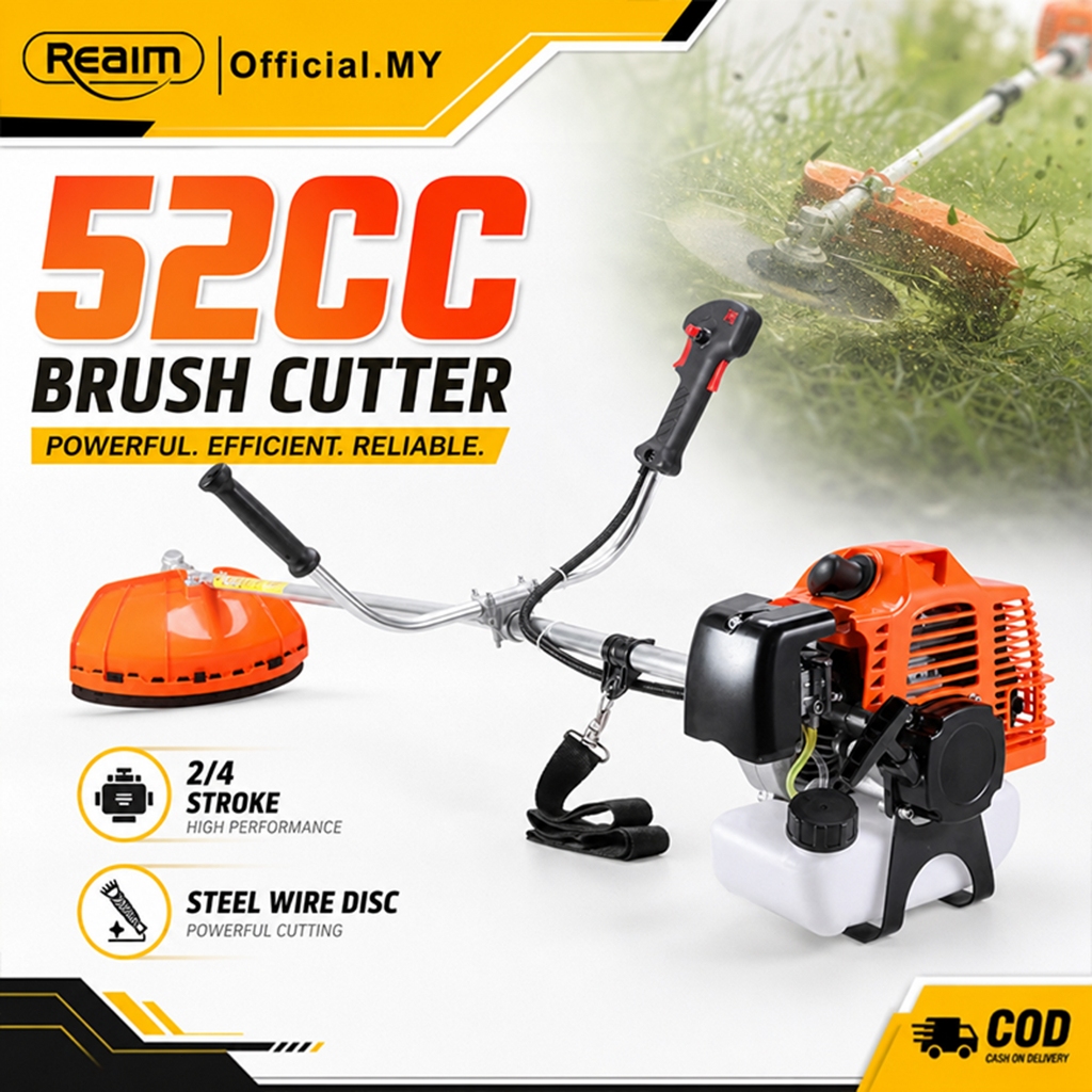 REAIM Mesin Potong Rumput Grass Cutter 2/4 Stroke Gasoline Heavy Duty Separable Pole Rod