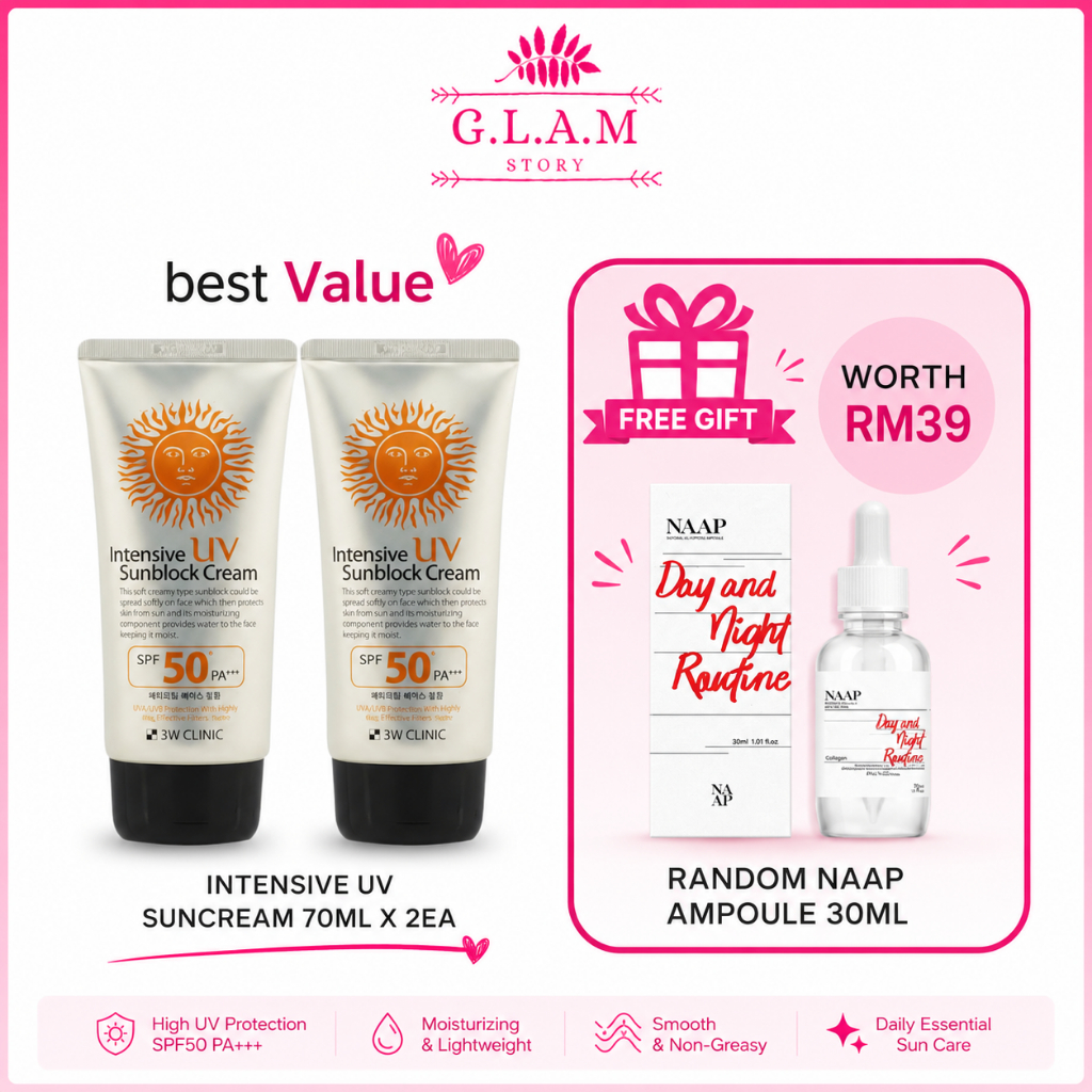 3W CLINIC Intensive UV Sunblock Cream / Collagen / Vita Moist / BB Cream / Aloe / Green Tea Sunscreen 70ml