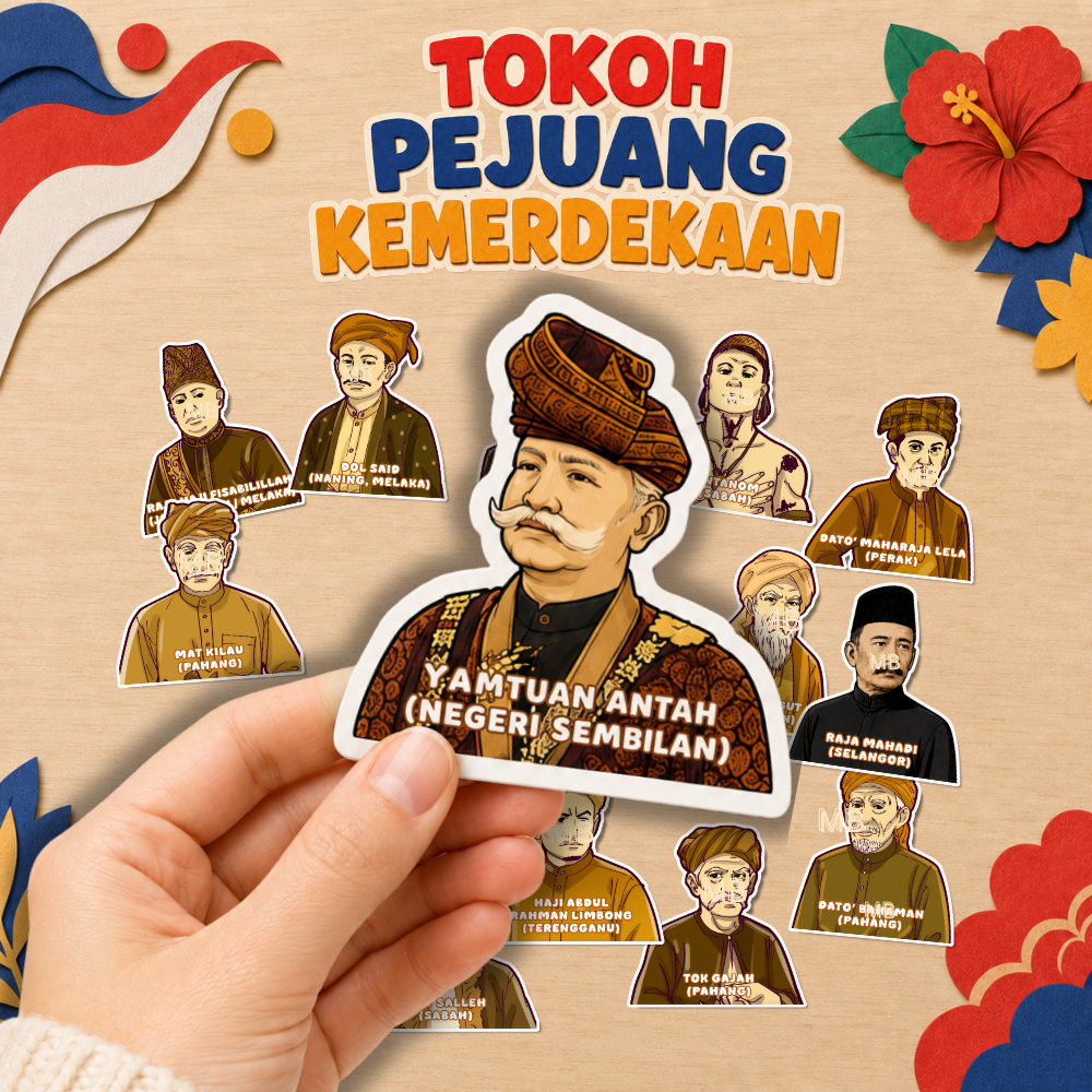Tokoh Pejuang Kemerdekaan / Hiasan Merdeka Kad Sticker / Folio Sejarah / Pahlawan Tanah Melayu