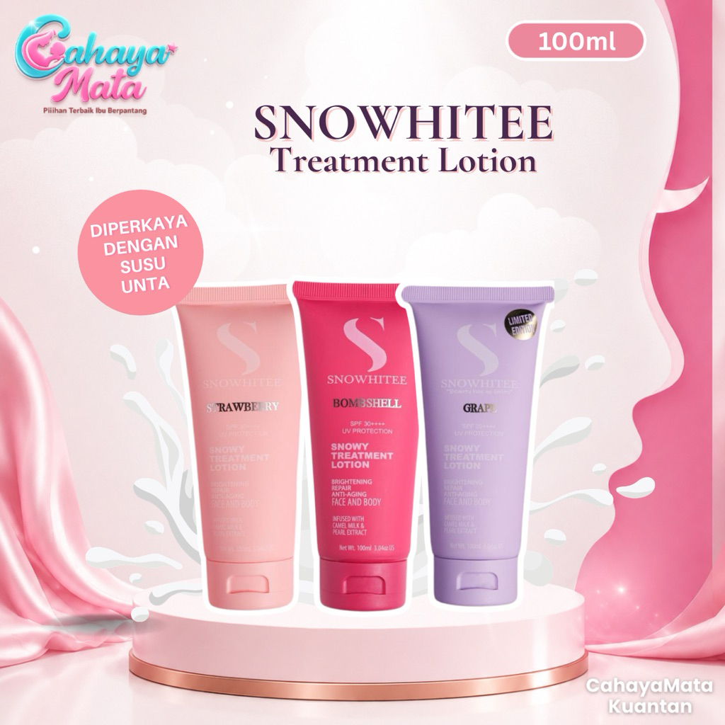 CLEAR STOCK EXP 2/2027 Snowhitee Snowy Treatment Lotion Susu Unta Strawberry Bombshell Grapes 100ml