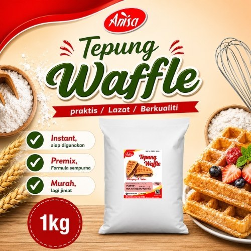 [500GRAM/1KG] Tepung Waffle Anisa / Waffle Premix Flour - Rangup, Lembut & Wangi. Keluaran Bumiputera/Halal JAKIM