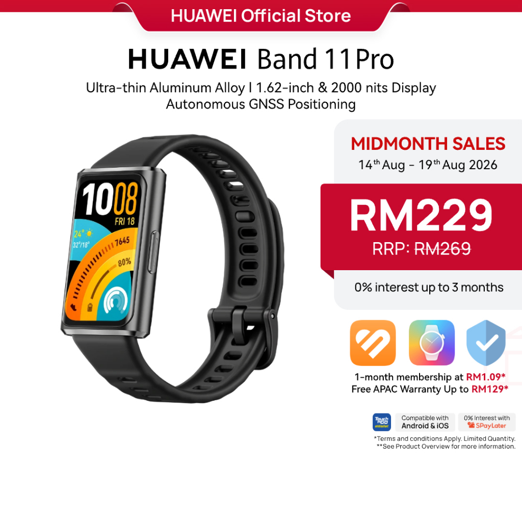 HUAWEI Band 11 Pro Smartwatch l Autonomous GNSS Positioning l T&G l Large & 2000nits Display l Enhanced Sleep Tracking*