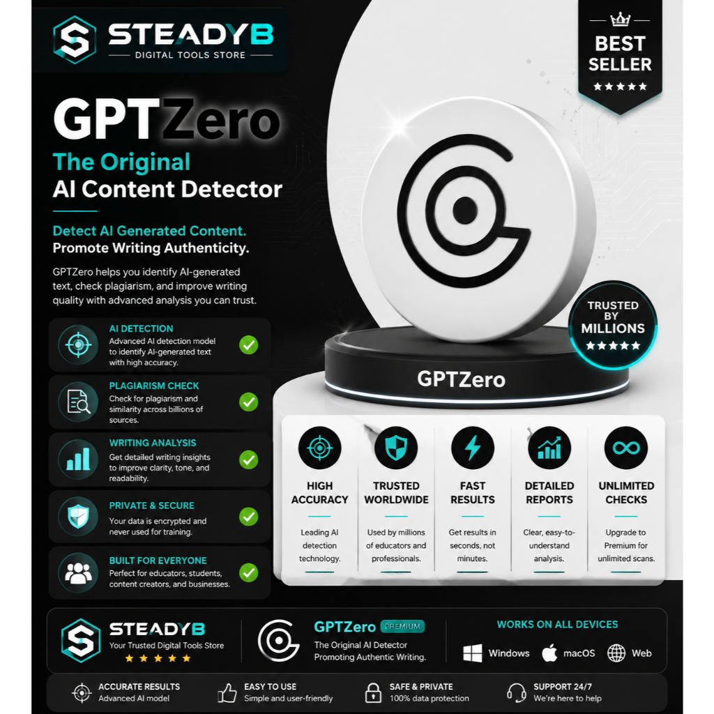 [99.98% BYPASS AI]GPTZero Premium Plan – Advanced AI Plagiarism & AI Detection Tool