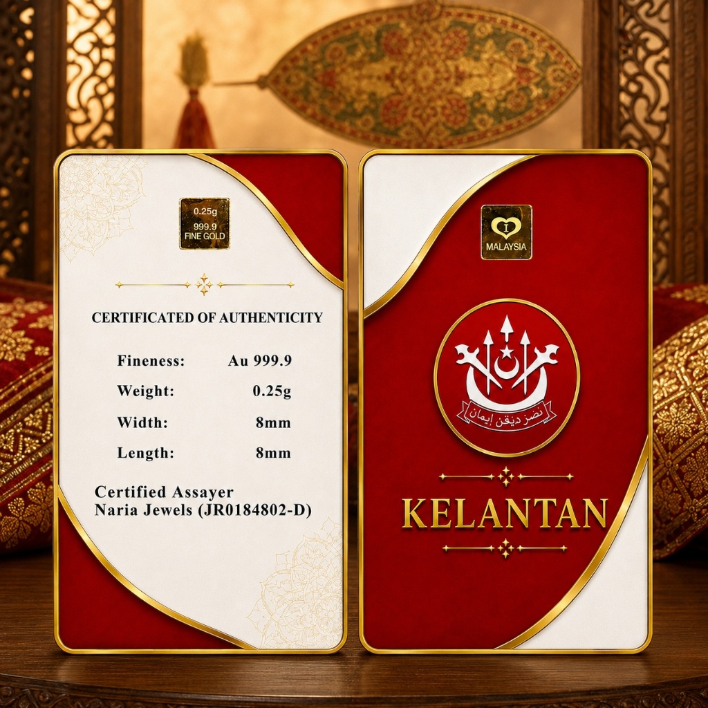Naria 999.9/24K Gold Bar 0.25gm Kelantan Design Edisi Negeri Malaysia Kelantan Collection&hellip;