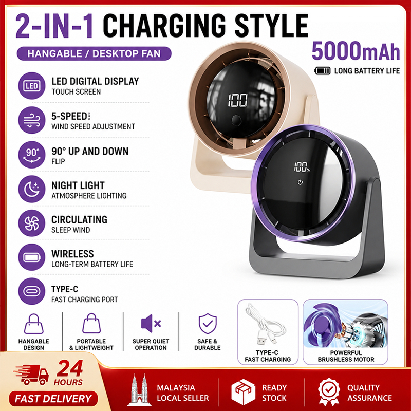 New Upgrade Rechargeable Table Fan ,Mini Desktop 100-Speed Adjustable Air  Circulating Fan -Ultra-Long Standby Desk Fan