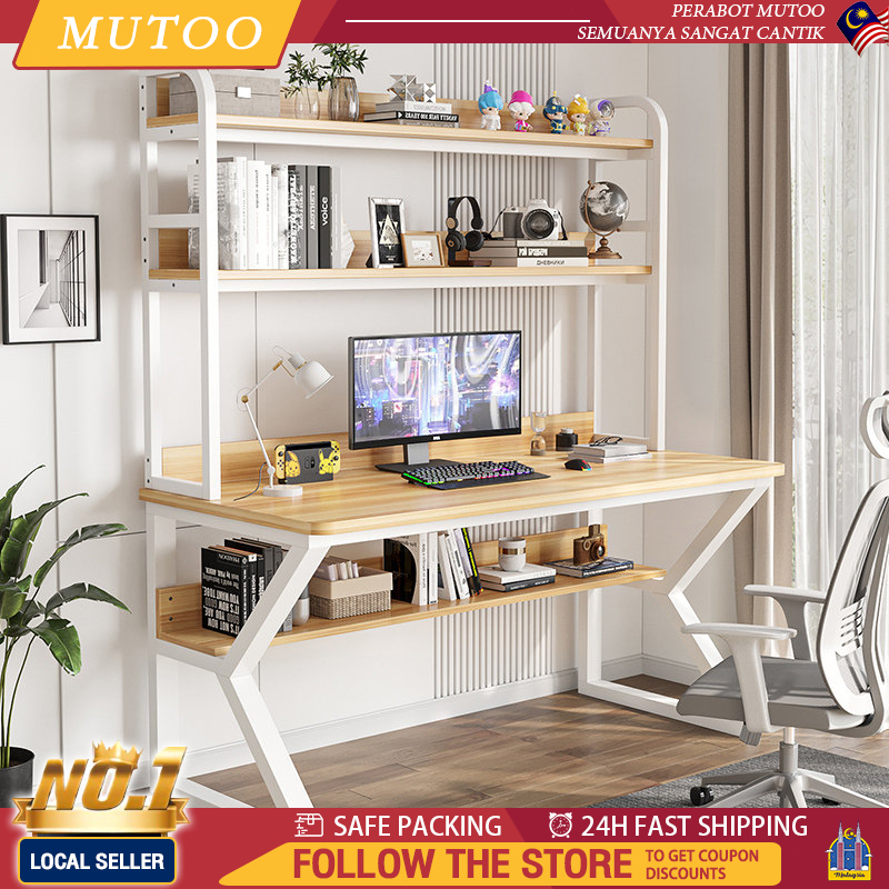 Meja Belajar Computer Table With Multifunctional Storage Bookshelf Home Living Room Student Study Desk With Rack 学习桌 桌子