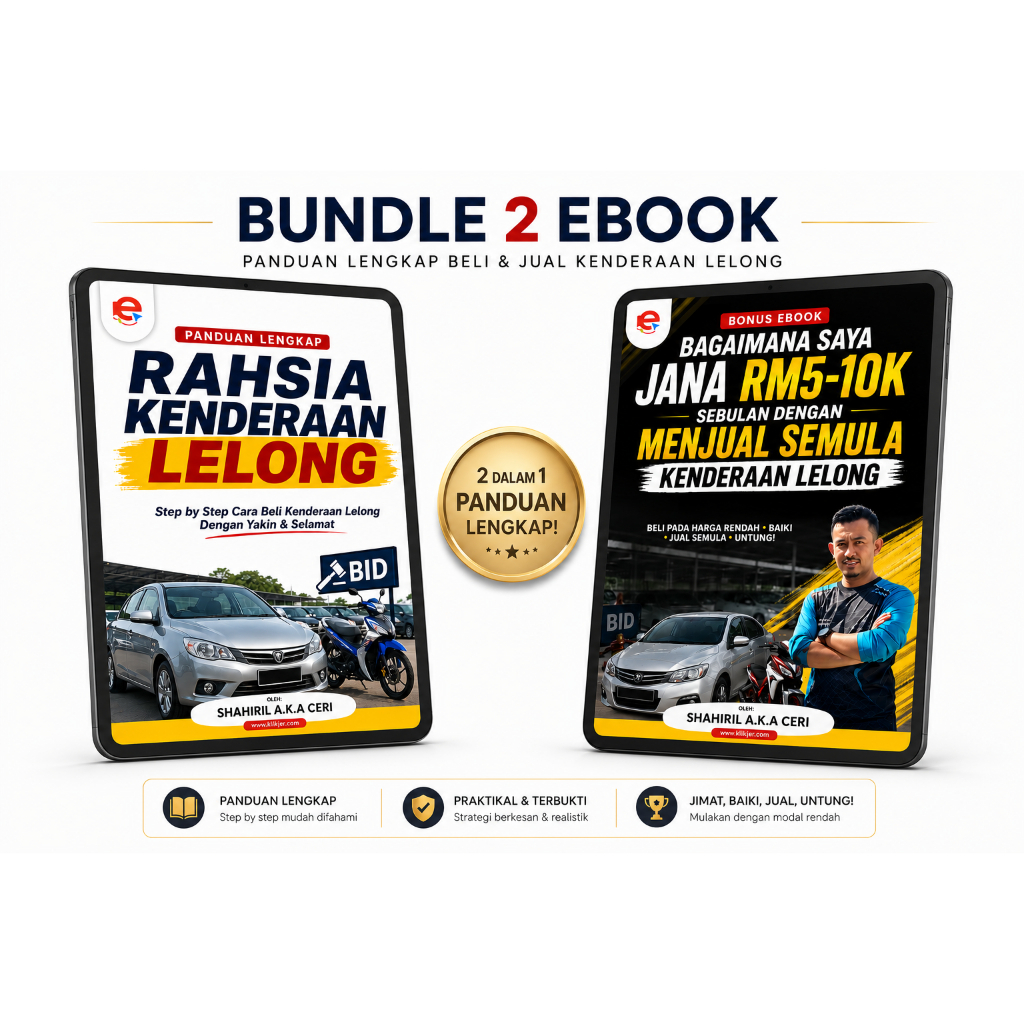 Ebook Rahsia Kenderaan Lelong - Panduan Lengkap Membeli Kenderaan Lelong di Malaysia!