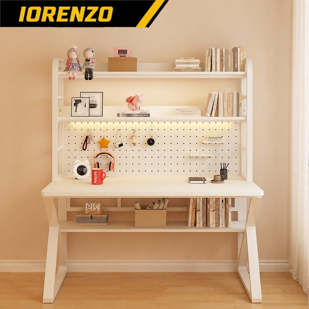 Computer Table With Book Shelf Writing Study Desk Living Room Furniture Double Layer Office Desk Meja Belajar桌子