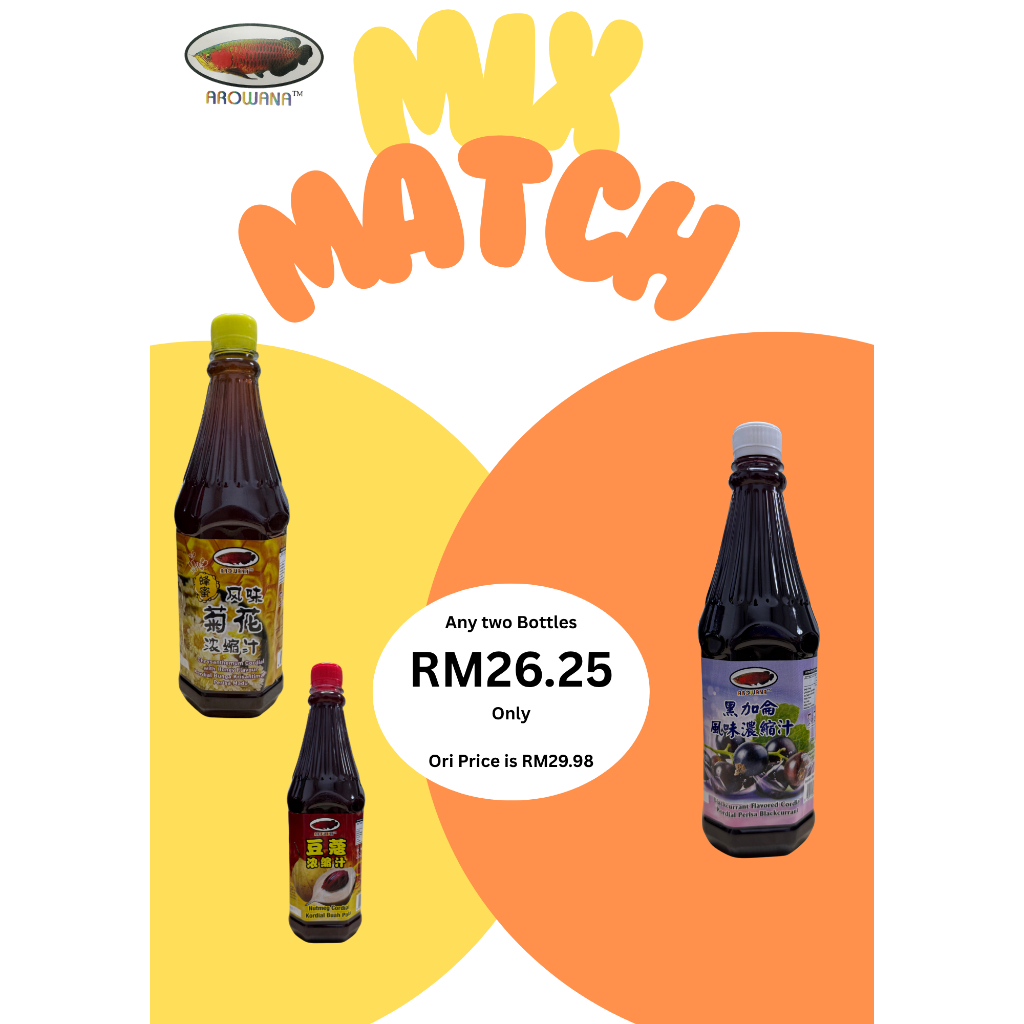 Arowana Mix and Match Cordial/Concentrate Juice Drink 1000ml Package Offer 1 - Premium | Syrup | Local Penang