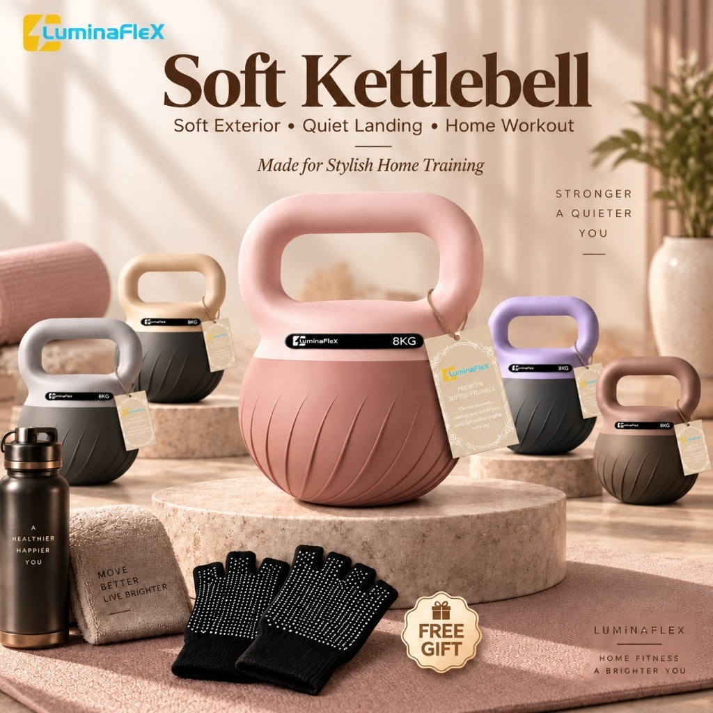 LuminaFlex Kettlebell 5/6KG Luxury PVC Soft Quiet Workout/Excercise/Gym Equipment Kettlebell 壺鈴 健身器材
