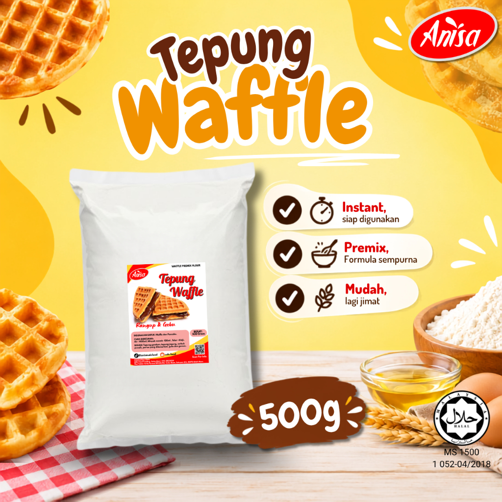 [HOT] Tepung Waffle Anisa - Rangup, Lembut & Wangi. Keluaran Bumiputera /Halal JAKIM.