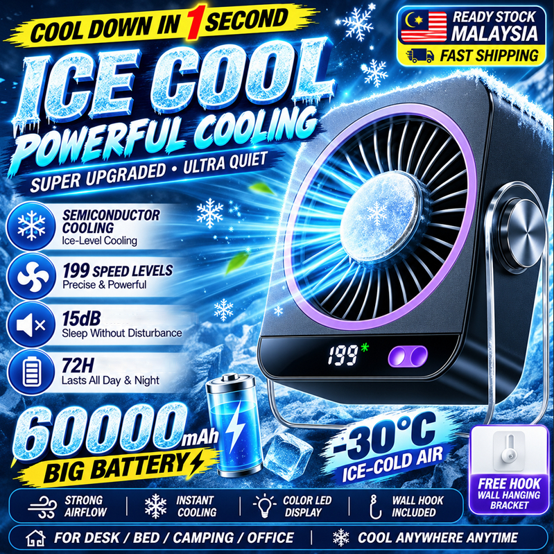 ✅1s Ice Wind🧊WP TEC Table Fan 60000mAh 199-Speed Ultra Quiet Rechargeable Desk Fan 720° Rotation Air Circulator Fan