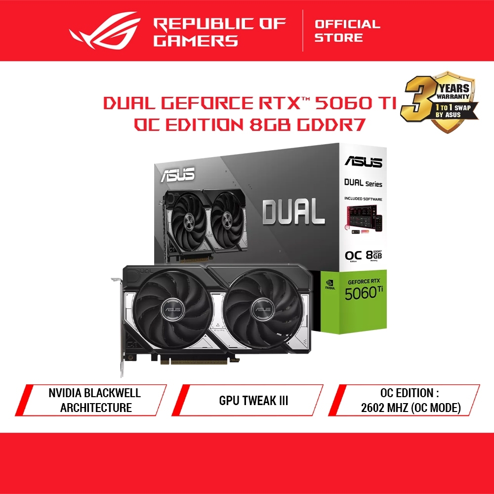 ASUS Dual GeForce RTX™ 5060 Ti OC Edition 8GB GDDR7 Graphic Card