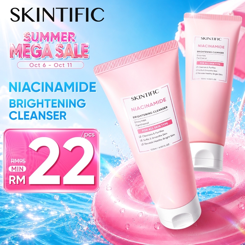 SKINTIFIC Niacinamide Brightening Cleanser Facial Gentle/Nourishing/Glowing For All Skins Lightens spot