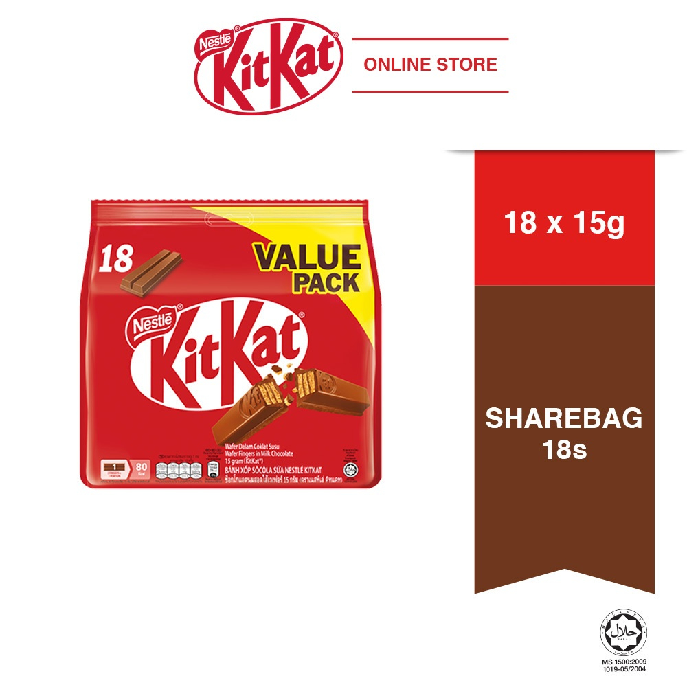 NESTLÉ KitKat® 2-Fingers Milk Chocolate Value Share Pack 18 Pieces Bundle of 1/2/4/6