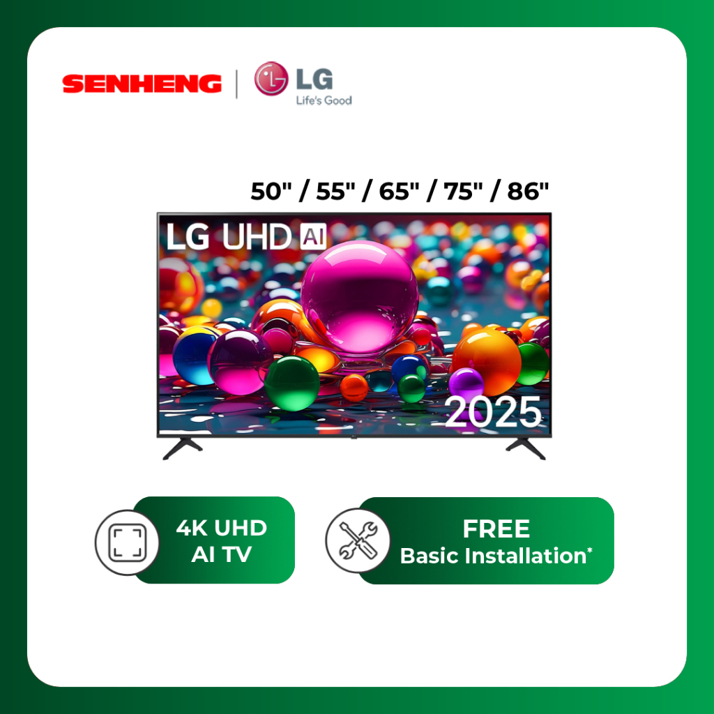 LG 4K UHD AI TV UA84 HDR10 (2025) 86UA8450PSA (50" / 55" / 65" / 75" / 86") Televisyen