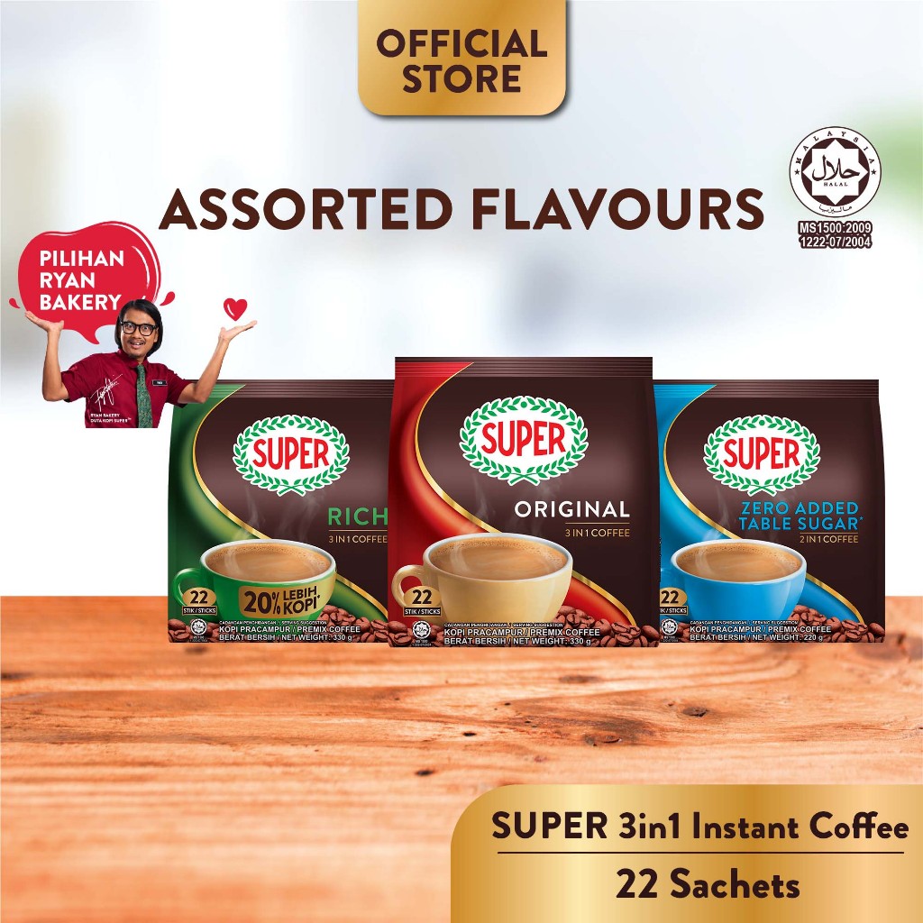 SUPER 3in1 Instant Coffee, 22 sachets [HALAL]