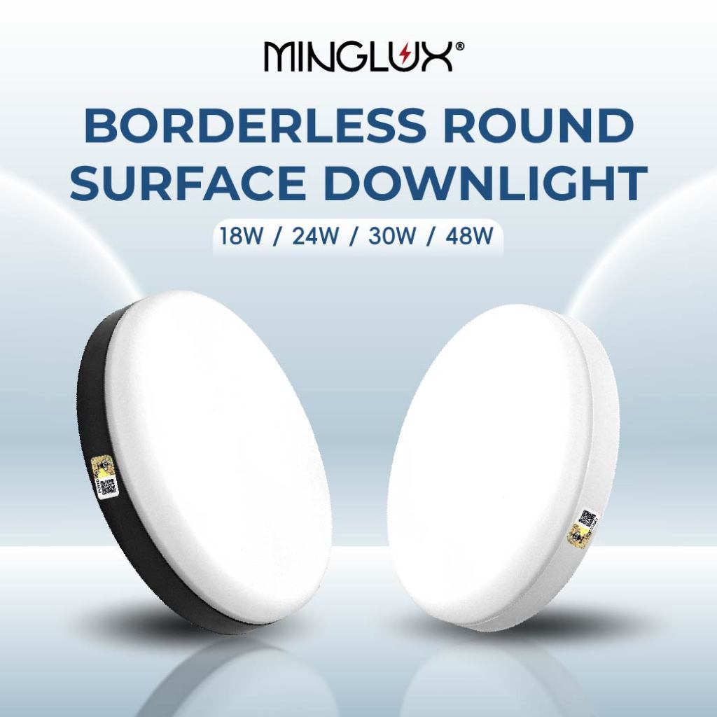 MINGLUX Round Borderless LED Surface Downlight - 18W / 24W / 30W / 48W
