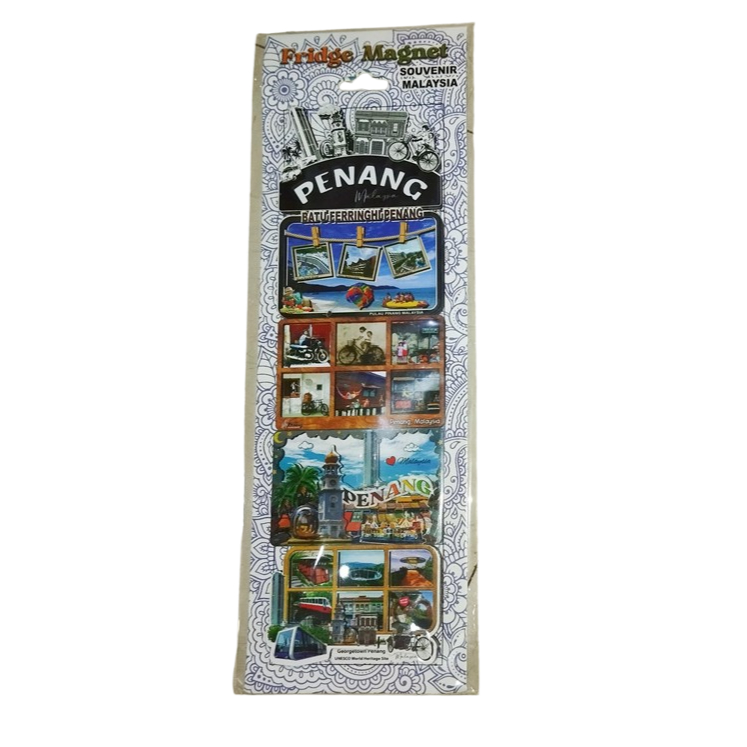 5PCS SET Penang Street Art Penang DESIGN Collection Souvenir wood Fridge Magnet