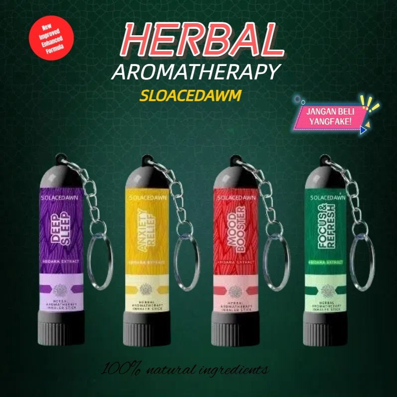 NR Herbal Aromatherapy Stick by SOLACEDAWN Essential Oil Inhaler stick sunnah For Susah Tidur ,Focus, Anxiety ,mood