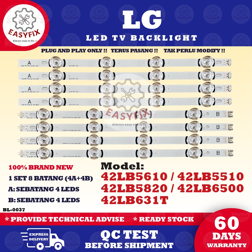 42LB5610 / 42LB5510 / 42LB5820 / 42LB6500 / 42LB631T LG 42 INCH LED TV BACKLIGHT LAMPU TV