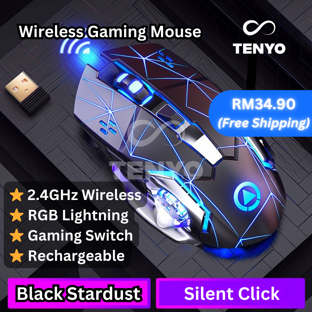 TENYO Grandmaster Wireless Gaming Mouse | 2.4GHz Wireless | RGB Lightning | Gaming Switch | Recharge