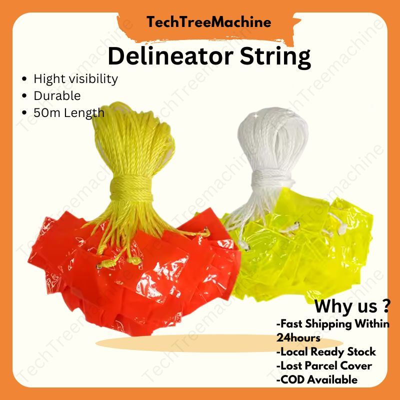 Delineator String High Visibility Yellow Orange Reflective Reflector Tag 50m Warning Tali Pemantul Cahaya Reflektif