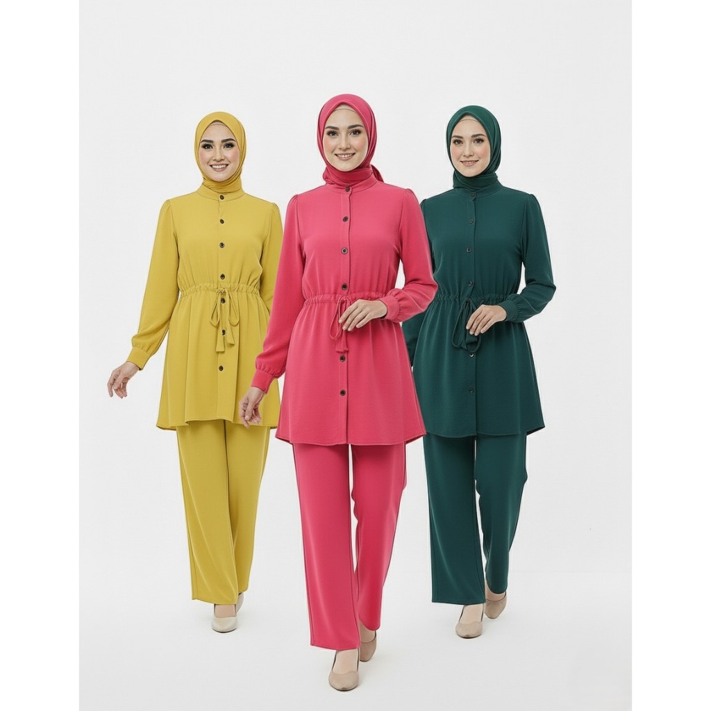 Baju Raya 2026 Premium Muslimah Set Warda Elegant Style Modern Fashion Casual Wear