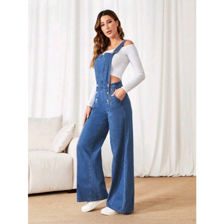 Jeans Front Pocket Overall Jumpsuit For Women