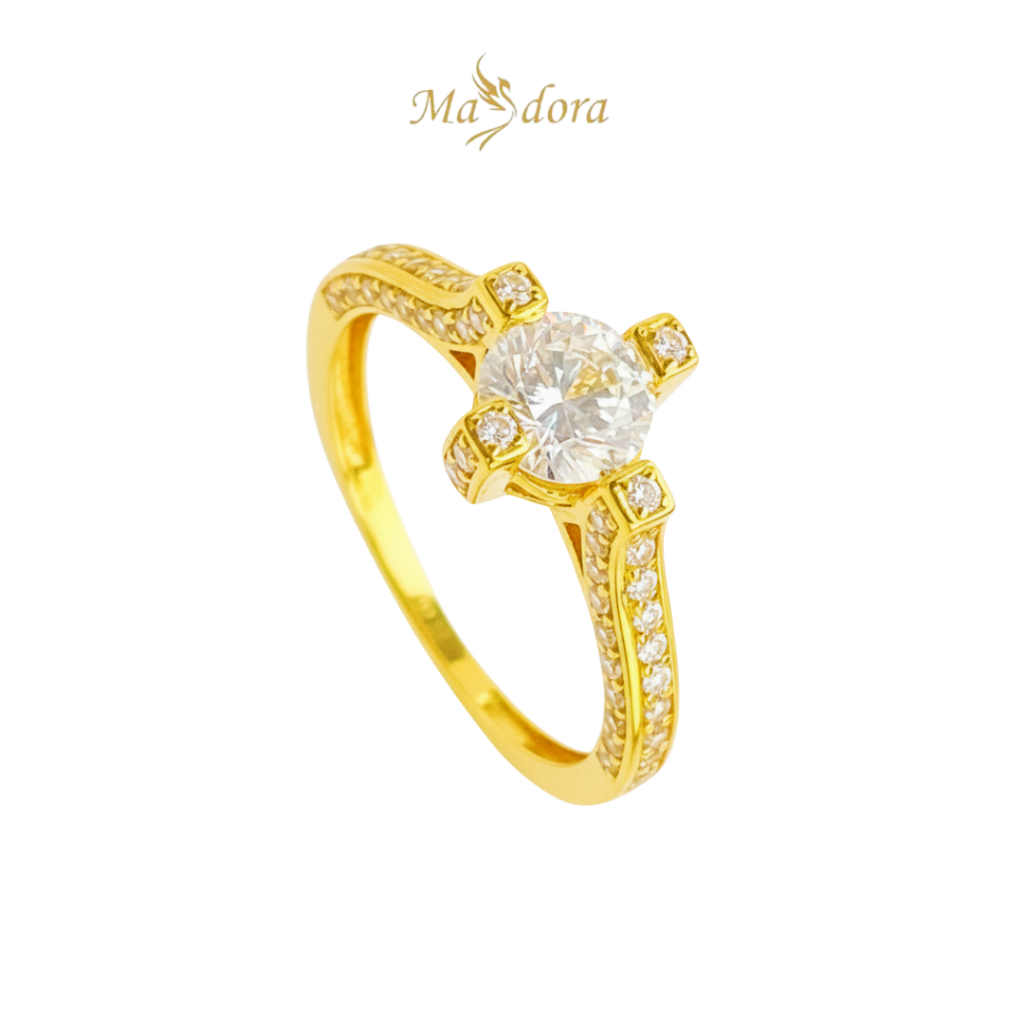 MASDORA KL Cincin Solitaire Clip Stone [C] (Emas 22k/916) Daily
