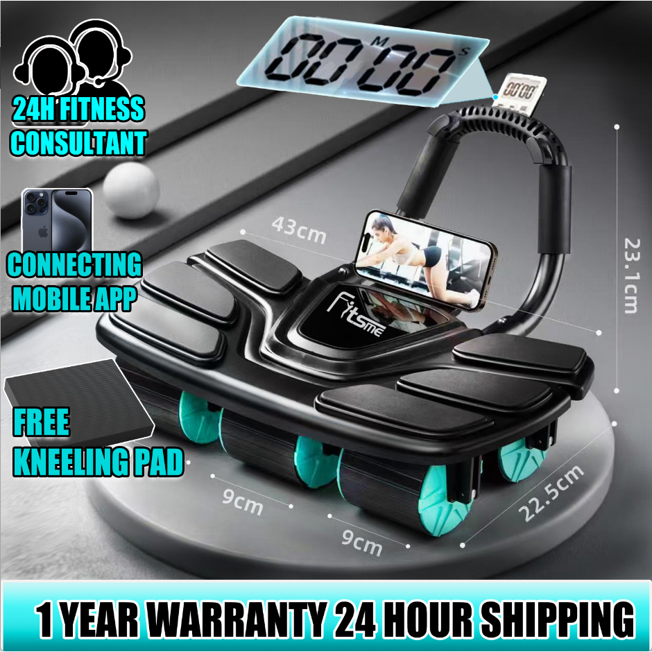 ABS Roller 6 Wheel With Elbow Support Automatic Rebound Home Gym Exercise Equipment Free Timer 健腹轮