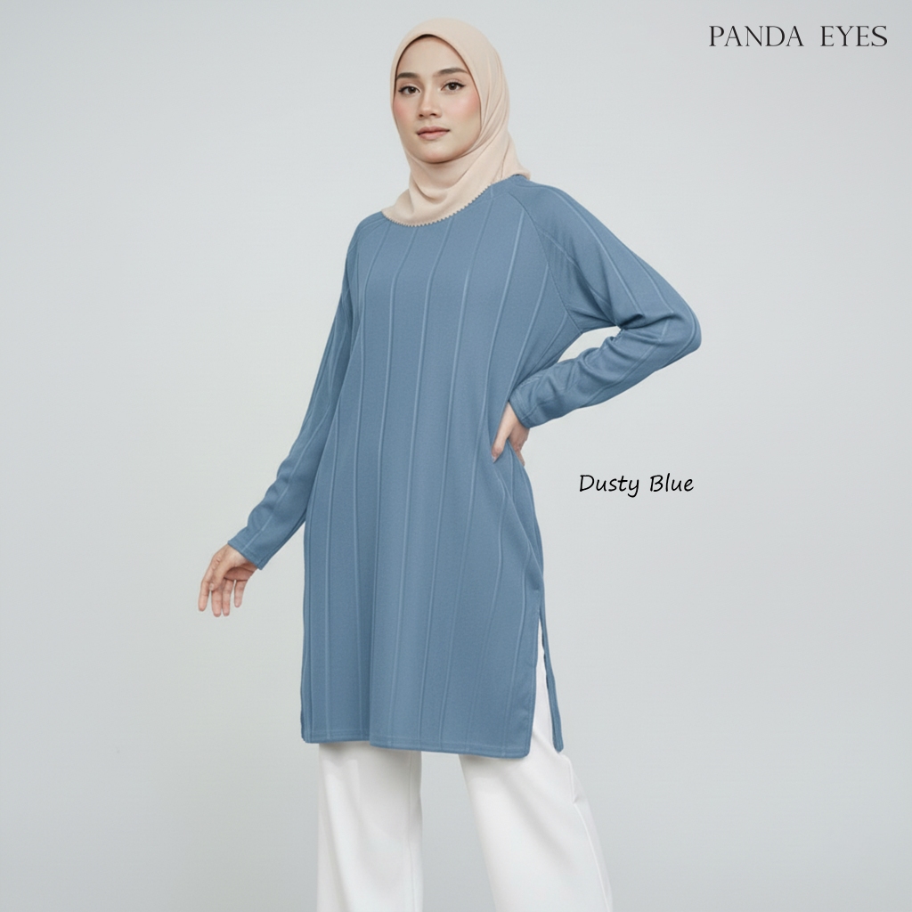 PANDAEYES Blouse Ironless Soft Pleated Labuh CLO-CNZyYF9109BL