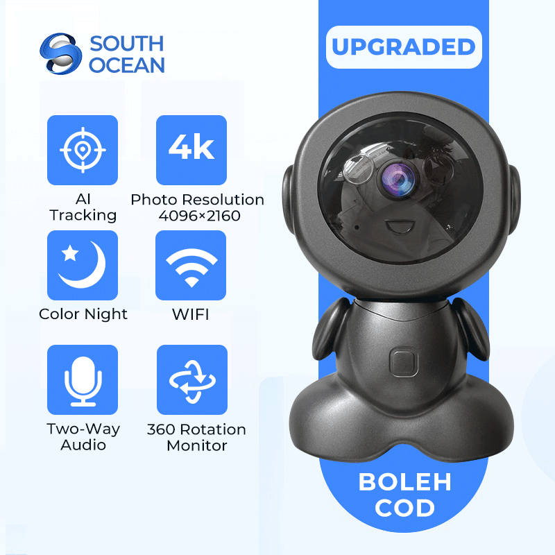 Free Gift South Ocean 4K Smart Robot IP Camera Wifi CCTV Rotate PTZ Night Vision Security Home Baby Monitor