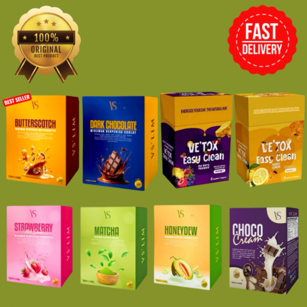 TERMURAH VSLIM MADAM DYNA YUSOF DARK CHOCOLATE / BUTTERSCOTH / CHOCO CREAM & VETOX ORIGINAL ?