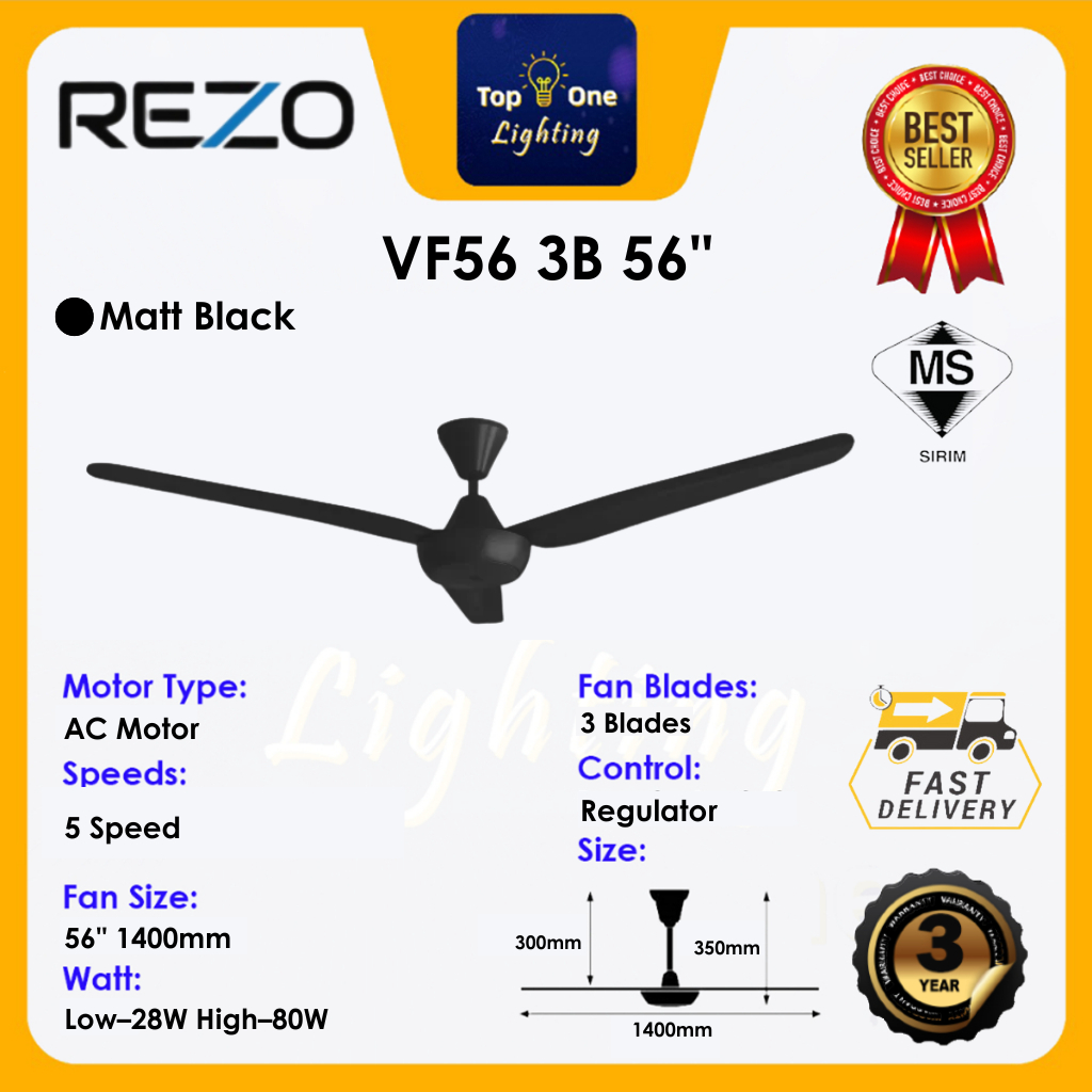 REZO VENTUS MY56 DC MY46 DC MY40 MY62 MR56 DC 40"/46"/56"/62" inch DC motor 9 Speed Remote Control C