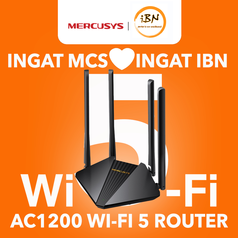 Mercusys MR30G EasyMesh AC1200 Gigabit Router Dual Band 4× Antena Gain Tinggi (Dikuasakan TP-Link)