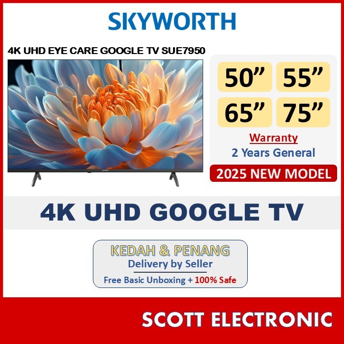 Skyworth 50" 55" 65" 4K UHD GOOGLE TV 50SUE7950 55SUE7950 65SUE7950 70SUE7600