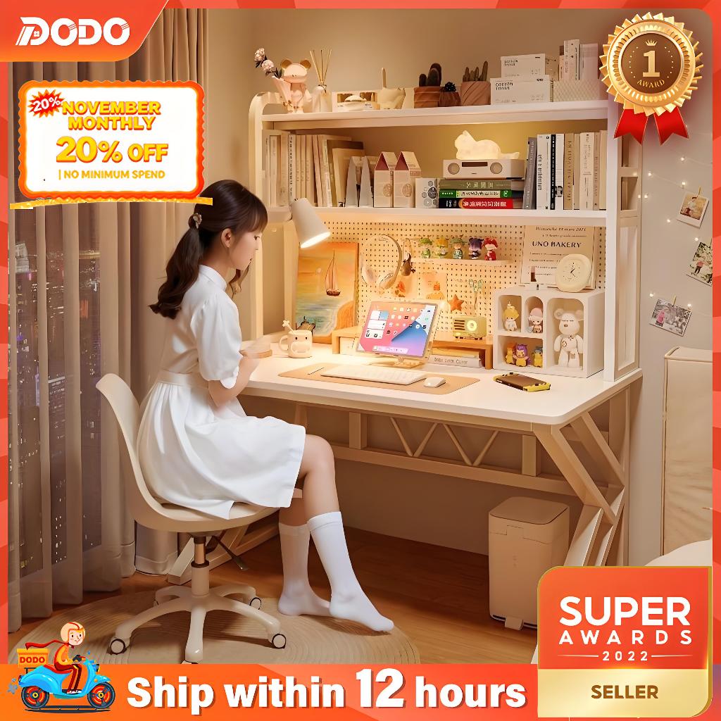 DO Meja Belajar Computer Table Bookshelf With Pegboard  80/100/120/140CM Home Living Room Study Spacious Desk