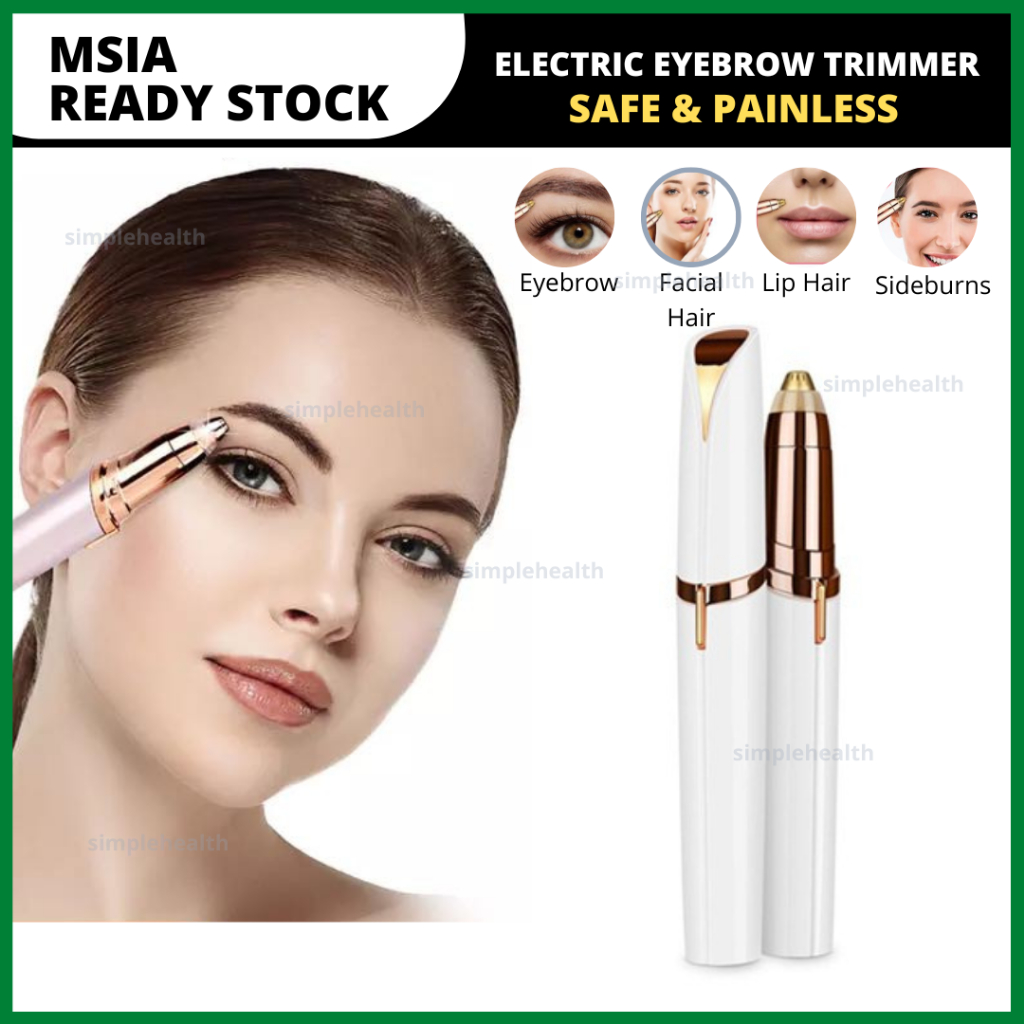 Electric Eyebrow Trimmer Shaver Pencukur Bulu Kening Buang Bulu Epilator Wax Makeup Razor Blade Jambang Sideburns Pen
