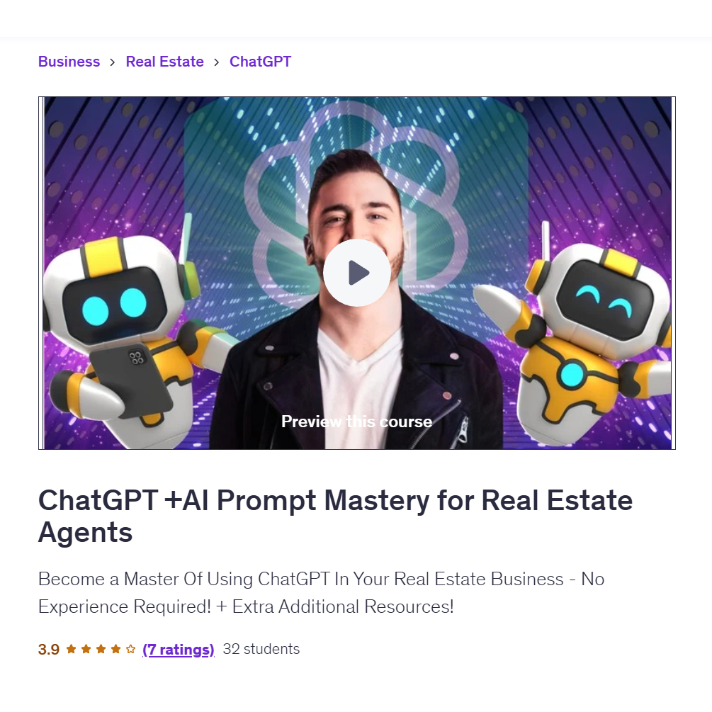 Ai Prompt Video Course-ChatGPT +AI Prompt Mastery for Real Estate Agents | Learn AI Prompt Video Lessons
