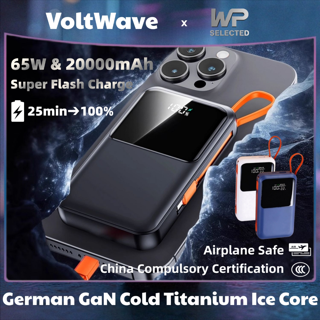 [3C & 65W Super Flash Charge] WP Powerbank[CCC] 20000mAh Fast Charging Slim Portable Power Bank