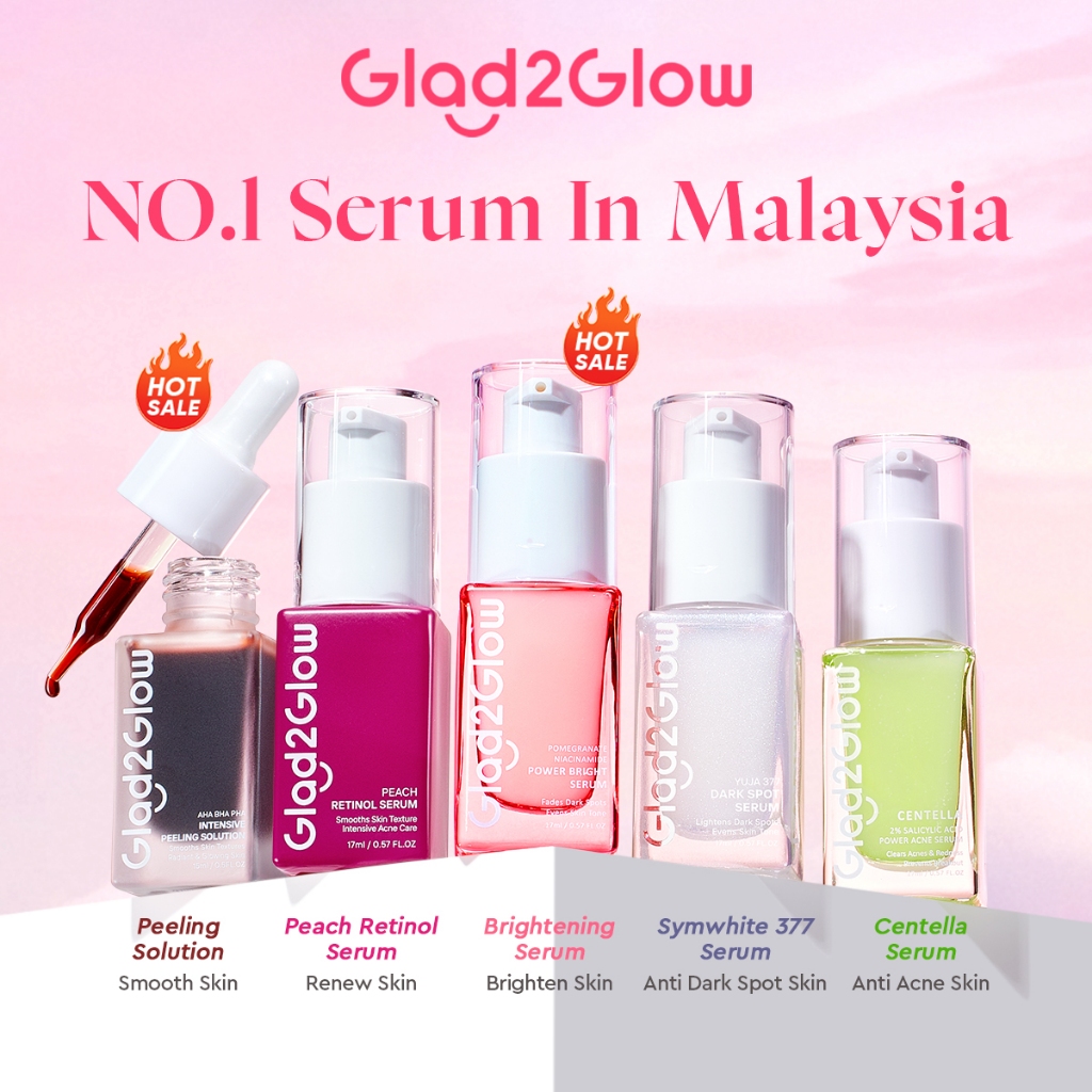 Glad2Glow Serum Peeling / Niacinamide Brightening / Retinol /Acne/377 Dark Spot essence muka Whitening glowing Wajah