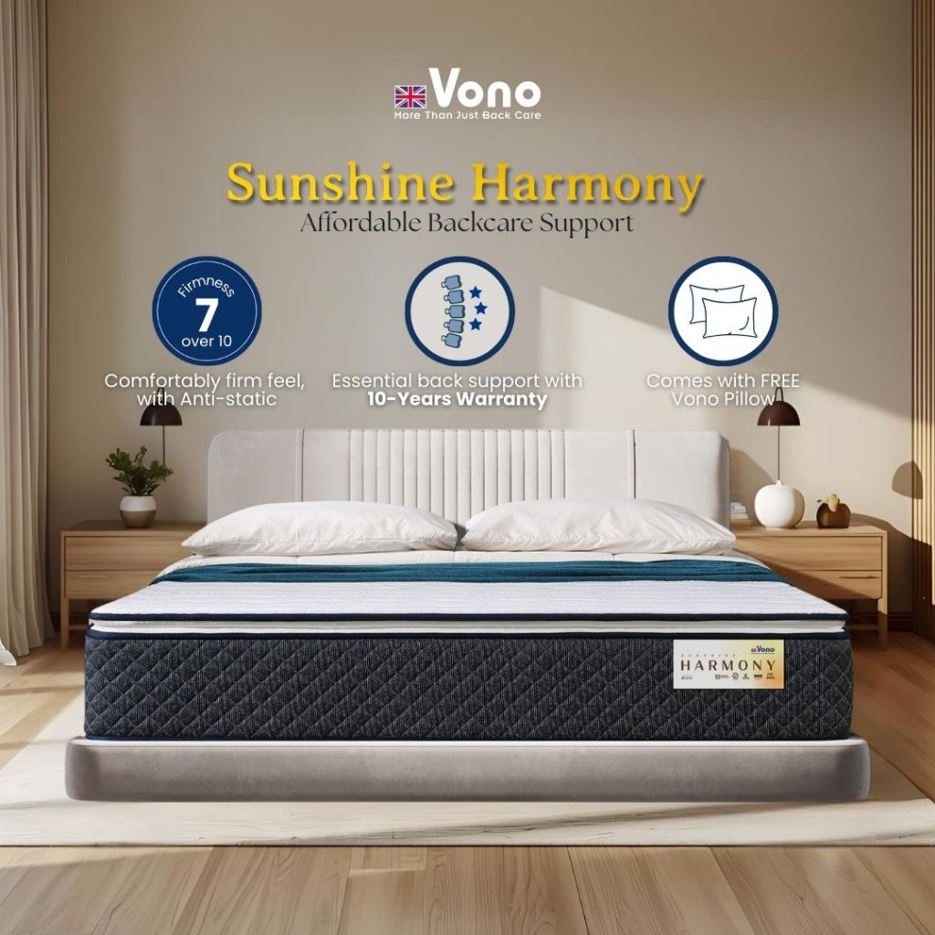 Vono Harmony Mattress (Tilam Vono) | 10-year Warranty | Medium Firm | Sokongan Belakang yang seimbang | Tidak Terbenam