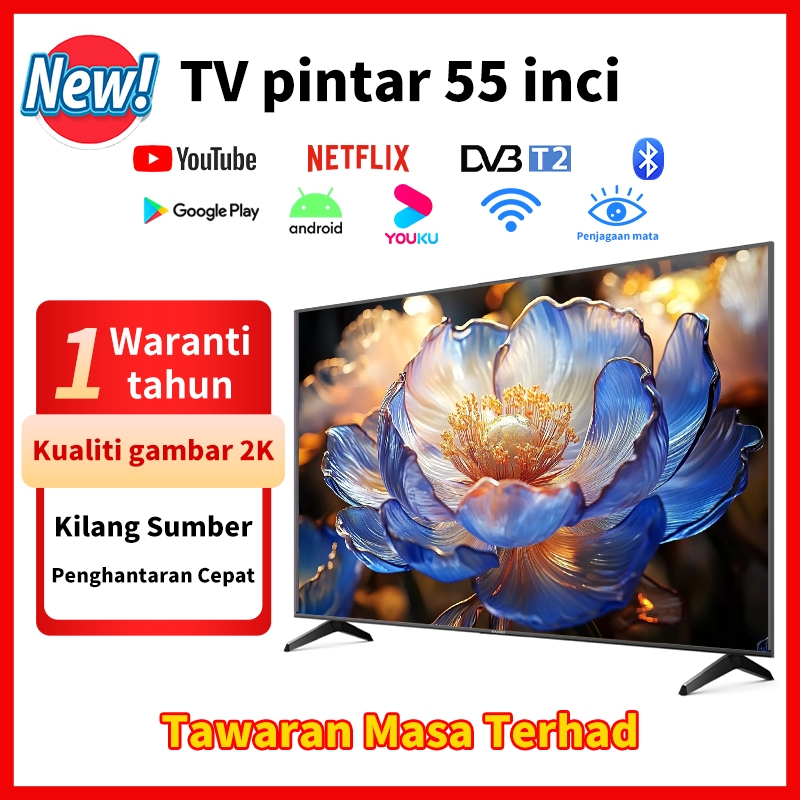 JEAANSP Smart TV 50/55 Inch Google TV 65/75 4K UHD Android 14.0 Voice Control Google Play Netflix